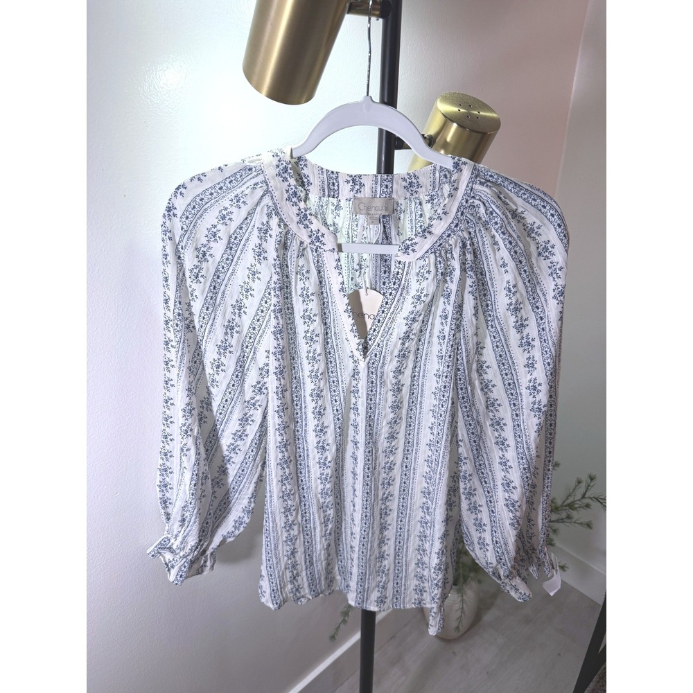 chenault bohemian top toile cottagecore peasant bohemian casual jeans ruffle NWT